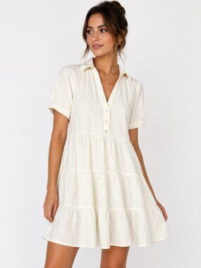Zara Button Up Shirt Dress Womens Mini Casual Summer Linen Blend